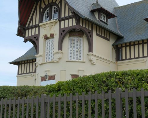 Elegant Norman-style architecture in Cabourg, Normandie, France.